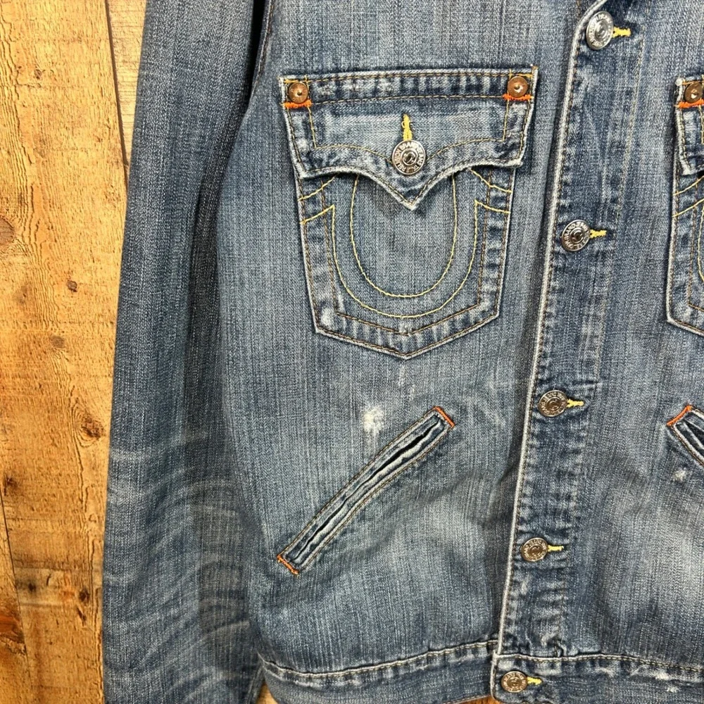 True Religion Johnny Denim Trucker Jacket Men's Size XXL Blue Wash Western